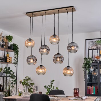 Koyoto Lámparas suspendidas, Luminarias esféricas, Lámparas colgantes Crudo, Negro, 8 luces