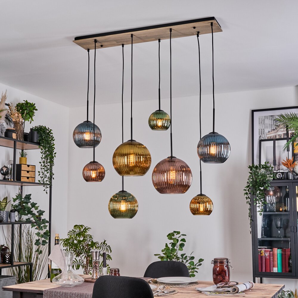 Koyoto Lámparas suspendidas, Luminarias esféricas, Lámparas colgantes Crudo, Negro, 8 luces main product photo