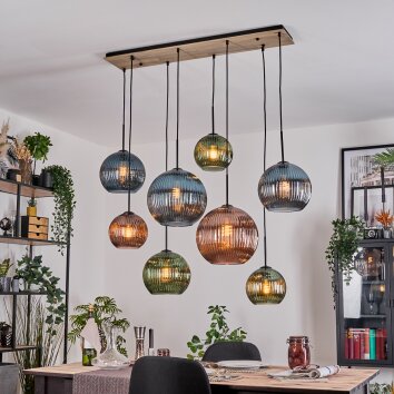 Koyoto Lámparas suspendidas, Luminarias esféricas, Lámparas colgantes Crudo, Negro, 8 luces
