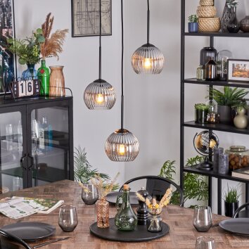 Koyoto Lámparas suspendidas, Luminarias esféricas, Lámpara colgante de clúster 30 cm Transparente, Ahumado, 3 luces