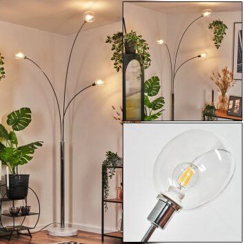 Nikkala Lámpara de pie Cromo, Blanca, 3 luces