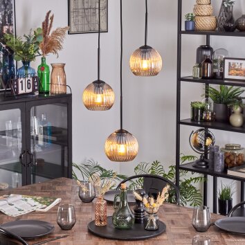 Koyoto Lámparas suspendidas, Luminarias esféricas, Lámpara colgante de clúster 30 cm Colores ámbar, 3 luces