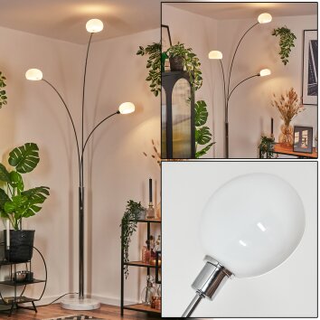 Nikkala Lámpara de pie Cromo, Blanca, 3 luces