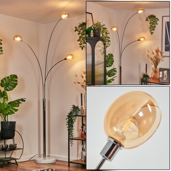 Nikkala Lámpara de pie Cromo, Blanca, 3 luces