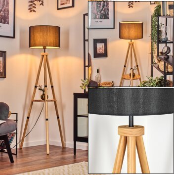 Soungou Lámpara de pie Crudo, Negro, 1 luz