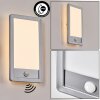 Harel Aplique de exterior, Panel, Apliques LED Plata, 1 luz, Sensor de movimiento