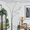 Nikkala Lámpara de pie Cromo, Blanca, 5 luces