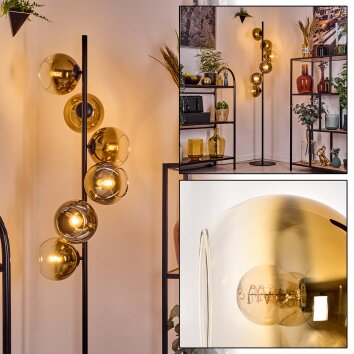 Koyoto Lámpara de pie 31 cm dorado, Transparente, 6 luces