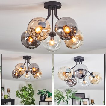 Ripoll Plafones, Luminarias esféricas Colores ámbar, Transparente, Ahumado, 5 luces