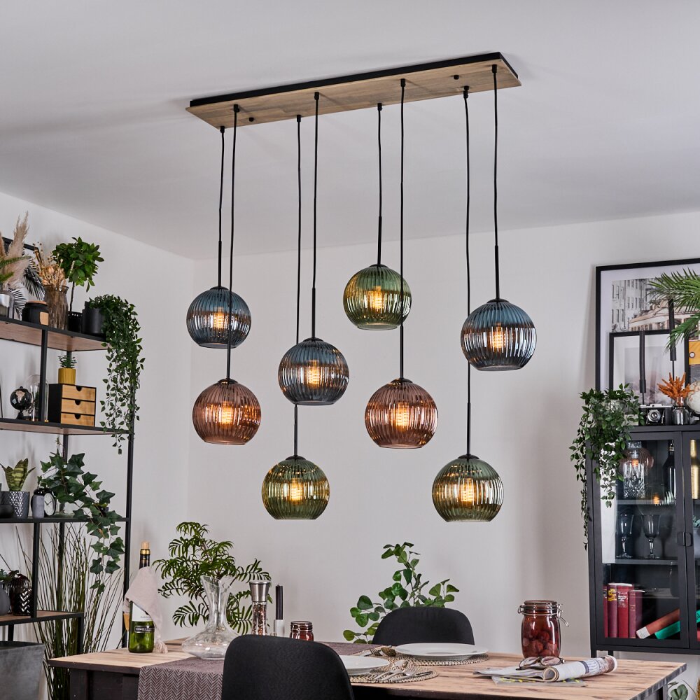 Koyoto Lámparas suspendidas, Luminarias esféricas, Lámparas colgantes Crudo, Negro, 8 luces main product photo