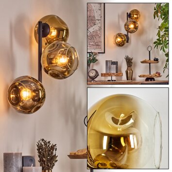 Ripoll Luminarias esféricas, Apliques dorado, Transparente, 3 luces