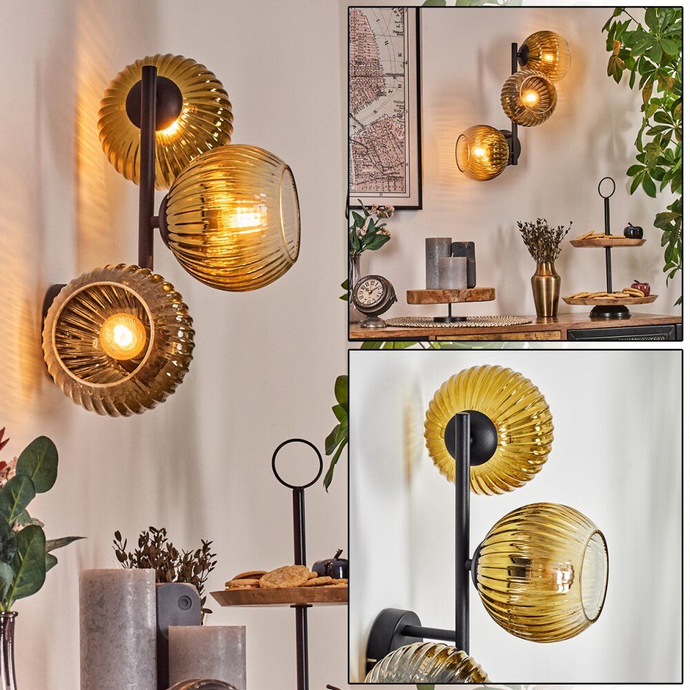 Koyoto Luminarias esféricas, Apliques dorado, Transparente, 3 luces main product photo