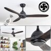 Mosstena lámpara ventilador de techo Madera oscura, Negro, Mando a distancia