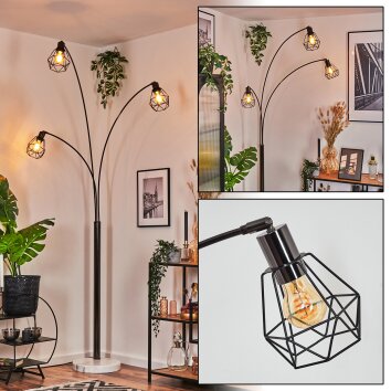 Yaak Lámpara de pie Cromo, Negro, Blanca, 3 luces