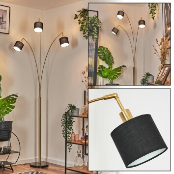 Bassagoda Lámpara de pie Latón, Negro, 3 luces