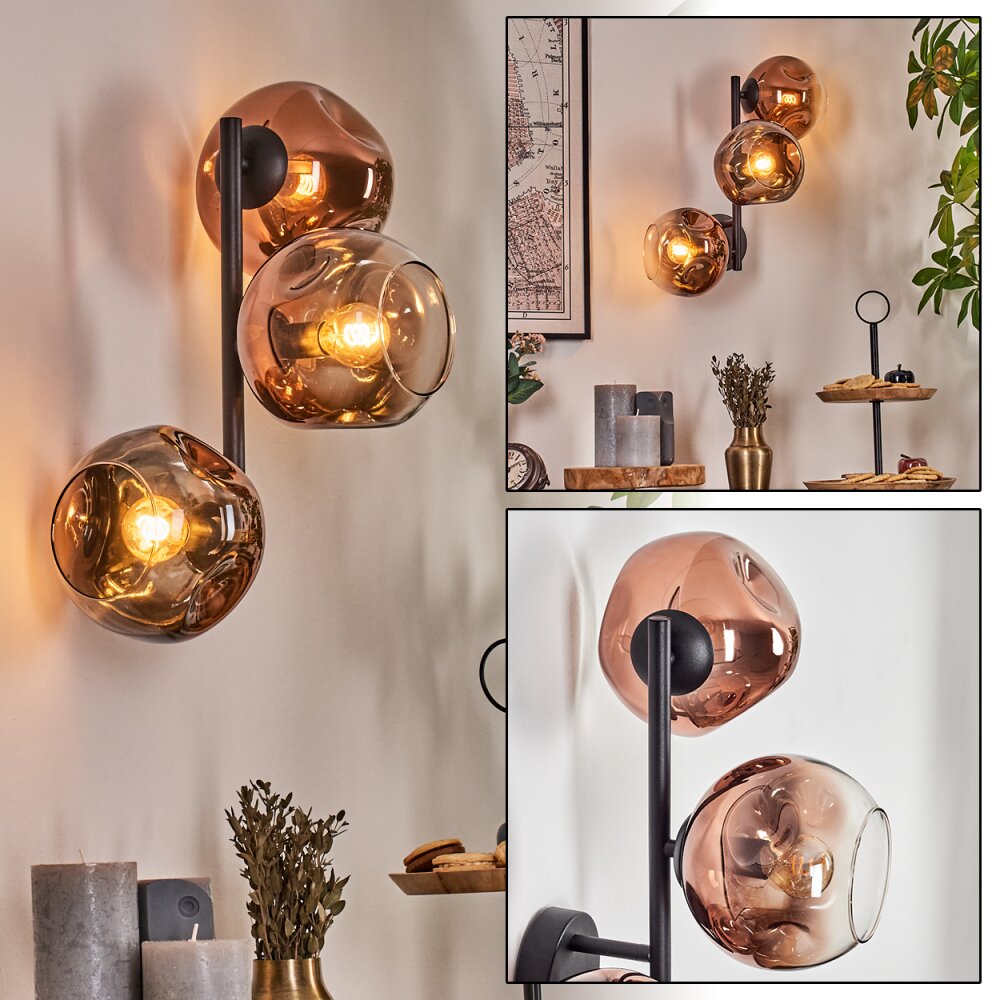 Ripoll Luminarias esféricas, Apliques Transparente, Color cobre, 3 luces main product photo
