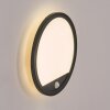 Qadir Aplique de exterior, Apliques LED Negro, 1 luz, Sensor de movimiento