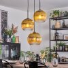 Koyoto Lámparas suspendidas, Luminarias esféricas, Lámpara colgante de clúster dorado, Transparente, 3 luces