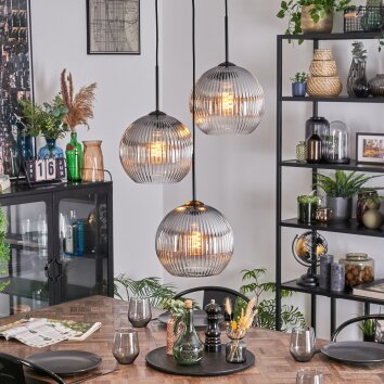 Koyoto Lámparas suspendidas, Luminarias esféricas, Lámpara colgante de clúster Transparente, Ahumado, 3 luces
