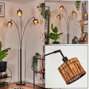 Cando Lámpara de pie Negro, 3 luces
