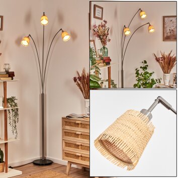 Lindberg Lámpara de pie Níquel-mate, Negro, 3 luces
