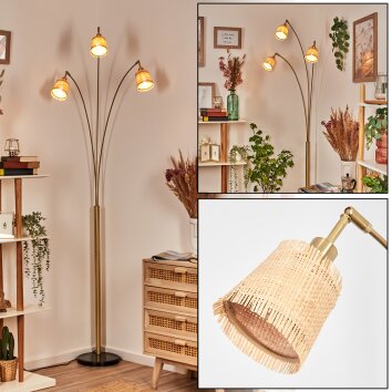 Lindberg Lámpara de pie Latón, Negro, 3 luces