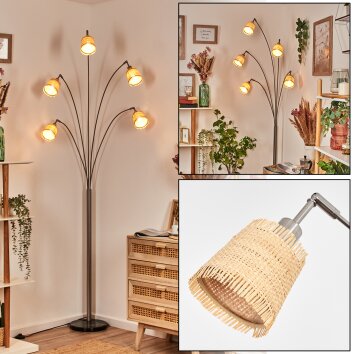 Lindberg Lámpara de pie Níquel-mate, Negro, 5 luces