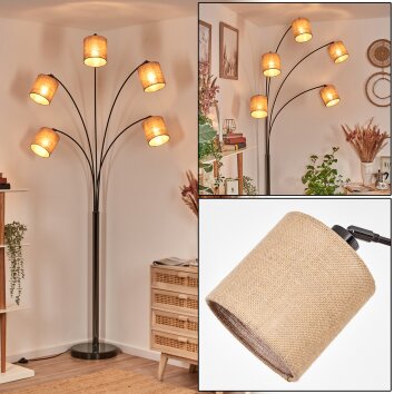 Soungou Lámpara de pie Cromo, Negro, 5 luces