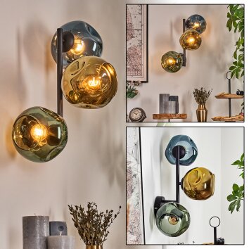 Ripoll Luminarias esféricas, Apliques Azul, dorado, Verde, 3 luces