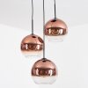 Koyoto Lámparas suspendidas, Luminarias esféricas, Lámpara colgante de clúster 30 cm Transparente, Color cobre, 3 luces