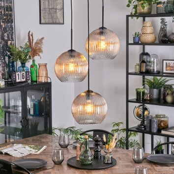 Koyoto Lámparas suspendidas, Luminarias esféricas, Lámpara colgante de clúster 30 cm Colores ámbar, Transparente, 3 luces