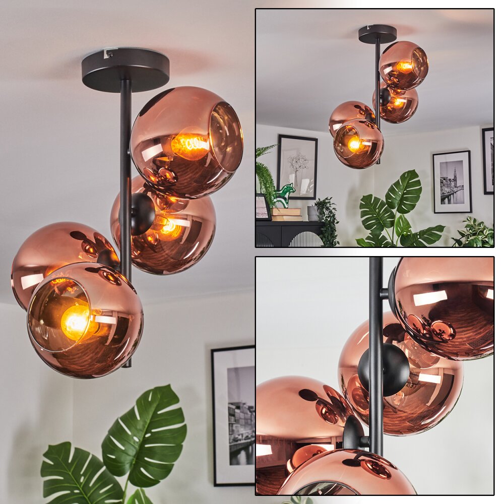 Koyoto Plafones, Luminarias esféricas Color cobre, 4 luces main product photo