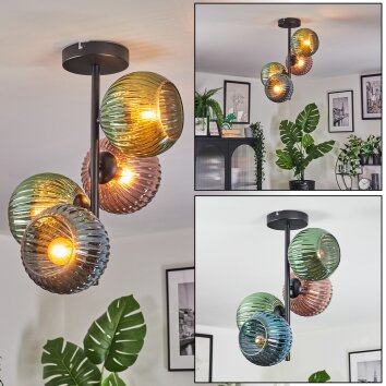 Koyoto Plafones, Luminarias esféricas Azul, Verde, Color cobre, 4 luces