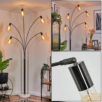 Codecro Lámpara de pie Cromo, Negro, Blanca, 5 luces