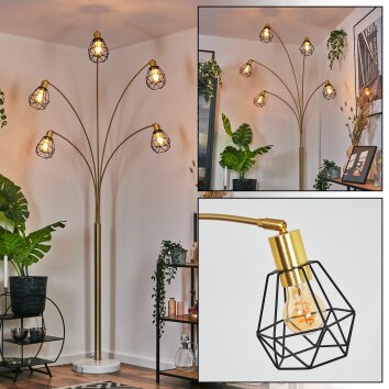 Yaak Lámpara de pie Latón, Negro, Blanca, 5 luces Yaak Lámpara de pie Latón, Negro, Blanca, 5 luces