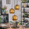 Koyoto Lámparas suspendidas, Luminarias esféricas, Lámpara colgante de clúster dorado, 3 luces