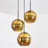 Koyoto Lámparas suspendidas, Luminarias esféricas, Lámpara colgante de clúster dorado, 3 luces