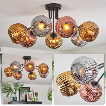 Ripoll Plafones, Luminarias esféricas Cromo, dorado, Color cobre, Ahumado, 7 luces