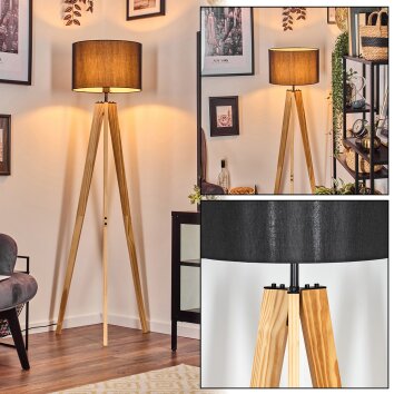 Soungou Lámpara de pie Crudo, Negro, 1 luz