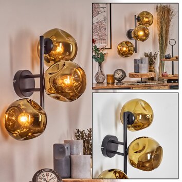 Ripoll Luminarias esféricas, Apliques dorado, 3 luces