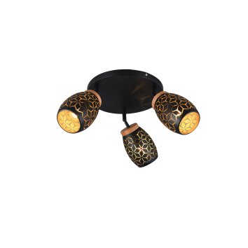 Lámparas Reality Bidar Plafones dorado, Negro, 3 luces
