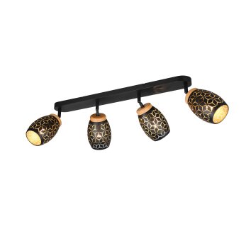 Lámparas Reality Bidar Spot techo Negro-dorado, 4 luces