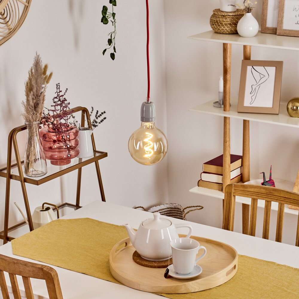 Corda Lámpara Colgante Rojo, Blanca, 1 luz main product photo