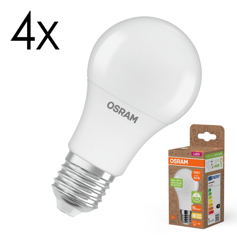 Lámparas Osram E27 8.5 Watt blanco cálido 806 Lumen main product photo