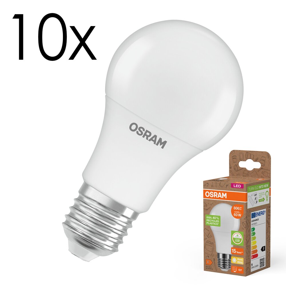 Lámparas Osram E27 8.5 Watt blanco cálido 806 Lumen main product photo