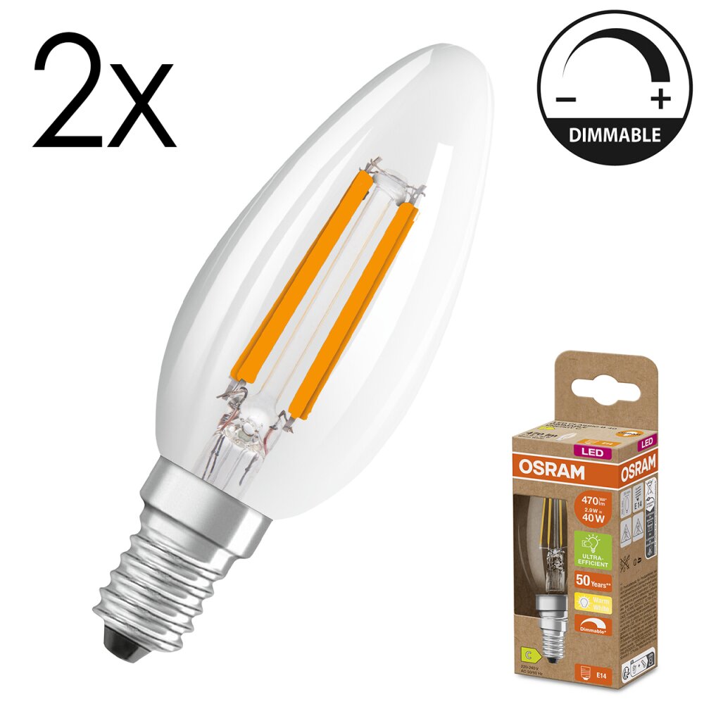 Lámparas Osram E14 LED 2.9 Watt blanco cálido regulable 470 Lumen main product photo