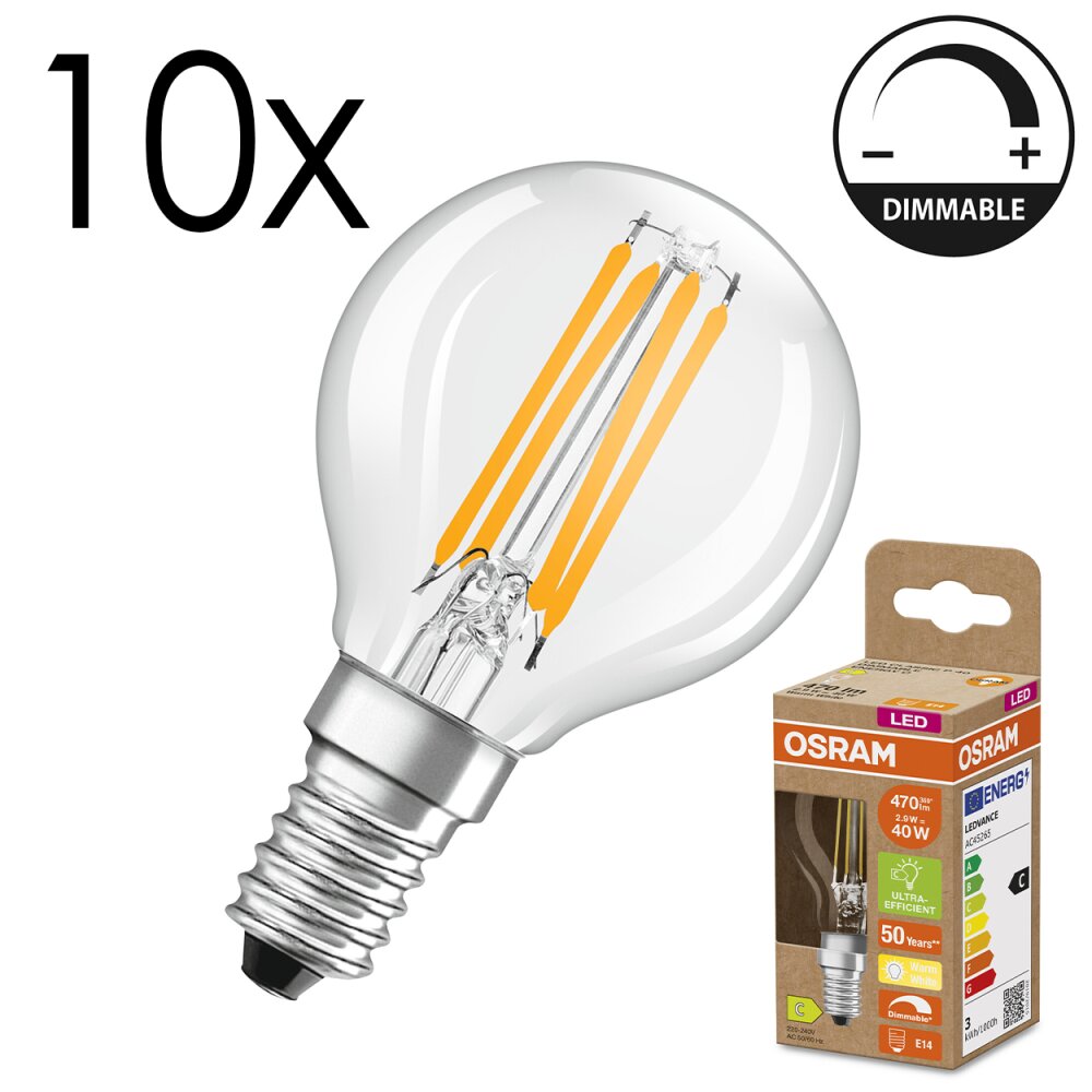 Lámparas Osram E14 LED 2.9 Watt blanco cálido regulable 470 Lumen main product photo
