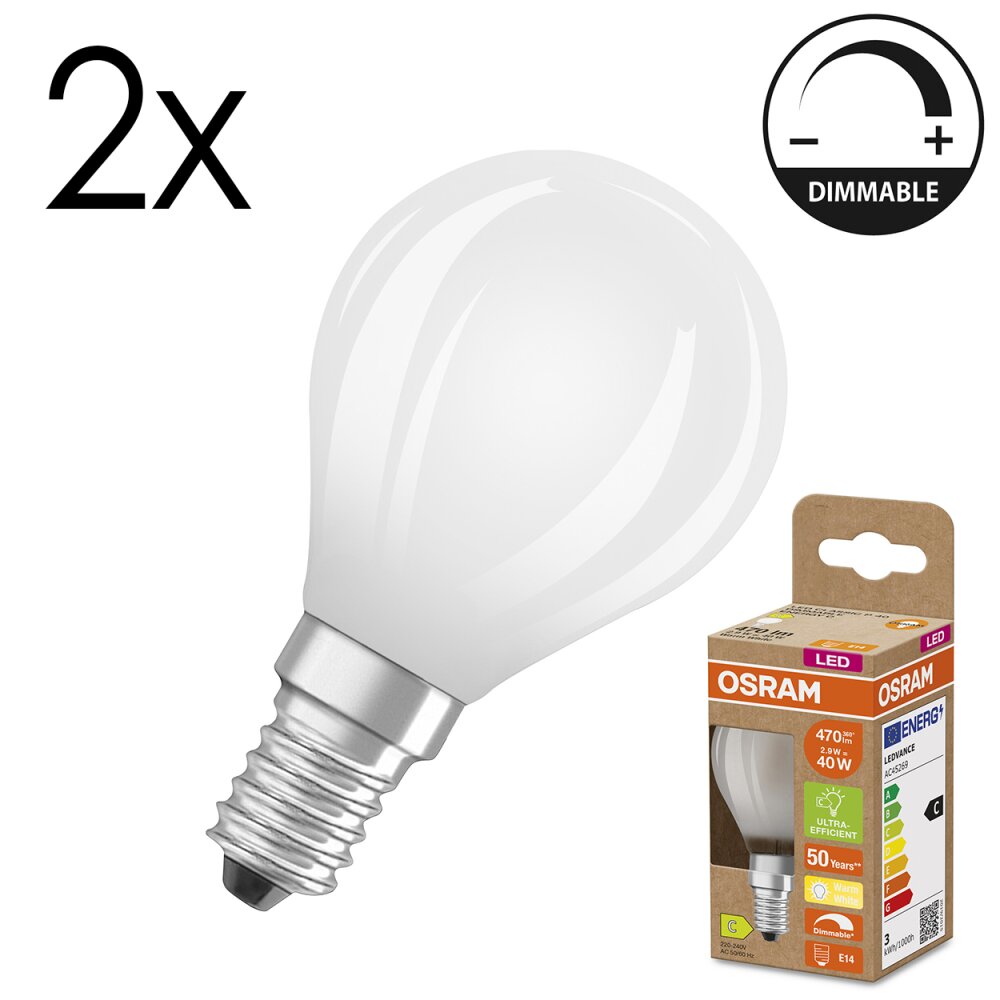 Lámparas Osram E14 LED 2.9 Watt blanco cálido regulable 470 Lumen main product photo