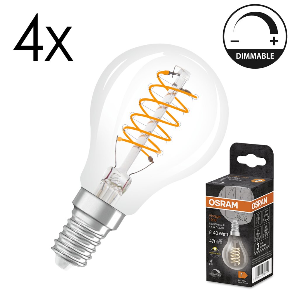 Lámparas Osram E14 LED 4.8 Watt blanco cálido regulable 470 Lumen main product photo