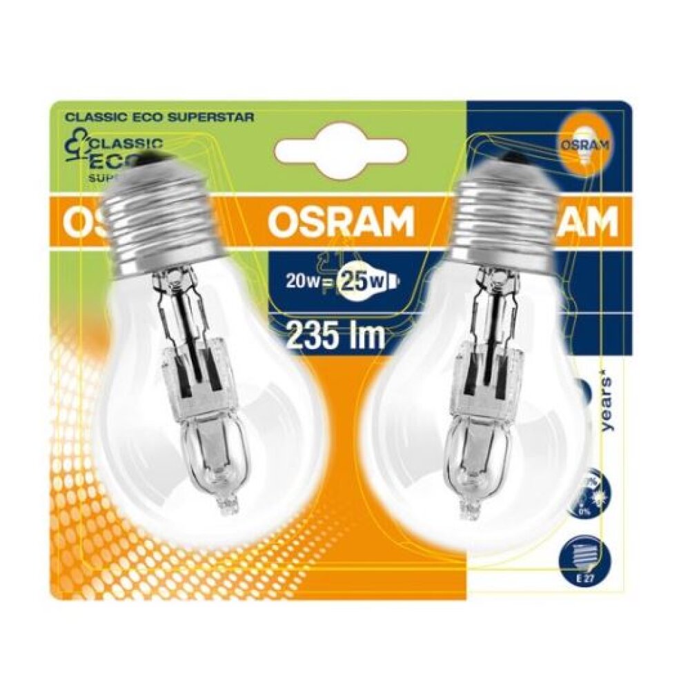 OSRAM E27 20W 2700 Kelvin 235 Lúmenes paquete de 2 main product photo